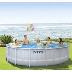 Piscine Tubulaire Ronde Intex Chevron 4,88 X 1,22 M -Eau Minerale Magasin 26746np ambiance 3 min