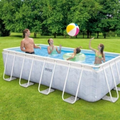 Piscine Tubulaire Rectangulaire Intex Chevron 4 X 2 X 1 M -Eau Minerale Magasin 26780np kit piscine chevron rectangulaire min