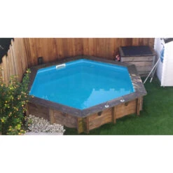 Piscine En Bois Hexagonale Ubbink Azura 4,10 X 1,20 M - Liner Bleu + Bâche à Bulles -Eau Minerale Magasin 410 2 ubbink azura