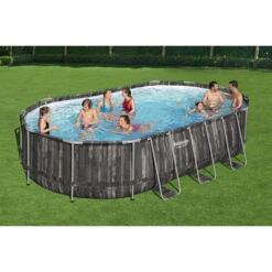 Piscine Tubulaire Ovale Bestway Power Steel™ Bois Rustique 6,10 X 3,66 X 1,22 M -Eau Minerale Magasin 5611r piscine ovale bestway power steeltm bois rustique 6 10 x 3 66 x 1 22 m ambiance
