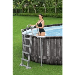Piscine Tubulaire Ovale Bestway Power Steel™ Bois Rustique 6,10 X 3,66 X 1,22 M -Eau Minerale Magasin 5611r piscine ovale bestway power steeltm bois rustique 6 10 x 3 66 x 1 22 m echelle