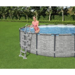 Piscine Tubulaire Ronde Bestway Steel Pro Max 5,49 X 1,22 M -Eau Minerale Magasin 5618y piscine hors sol bestway ronde steel pro max 549 122 echelle