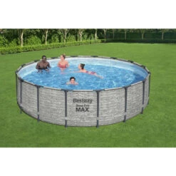 Piscine Tubulaire Ronde Bestway Steel Pro Max 4,88 X 1,22 M -Eau Minerale Magasin 5619e piscine tubulaire ronde bestway steel pro max 428 122 ambiance
