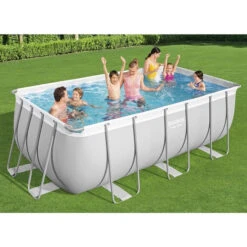 Piscine Tubulaire Rectangulaire Bestway Power Steel 4,12 X 2,01 X 1,22 M Avec Filtre à Sable -Eau Minerale Magasin 56457