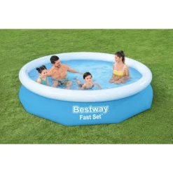 Piscine Autoportée Bestway Fast Set™ 3,05 X 0,66 M Avec Filtration -Eau Minerale Magasin 57458 piscine hors sol bestway ronde fast set 305 66 ambiance 2