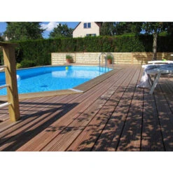 Piscine En Bois Octogonale Ubbink Océa 6,10 X 4,00 X 1,30 M - Liner Bleu -Eau Minerale Magasin 7504508 piscine bois octogonale ubbink ocea 400 610 bleu ambiance 2