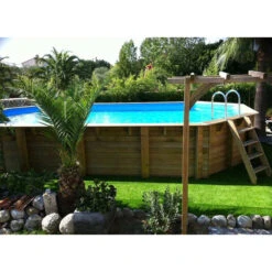 Piscine En Bois Octogonale Ubbink Océa 8,60 X 4,70 X 1,30 M - Liner Bleu -Eau Minerale Magasin 7504509 piscine bois octogonale ubbink ocea 470 860 bleu ambiance 2