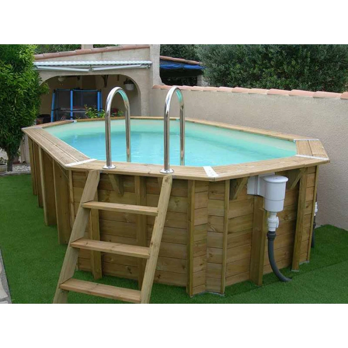 Piscine En Bois Octogonale Ubbink Océa 5,50 X 3,55 X 1,20 M - Liner Beige 6 Piscine En Bois Octogonale Ubbink Océa 5,50 X 3,55 X 1,20 M - Liner Beige – Image 6
