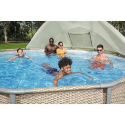 Auvent Pour Piscine Tubulaire Bestway Ø 3,05 à 5,49 M -Eau Minerale Magasin auvent rond bestway 2 ambiance