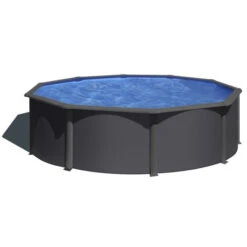 GRE Piscine Ronde Acier Gré Gris Anthracite - Ø 4,60 X 1,20 M