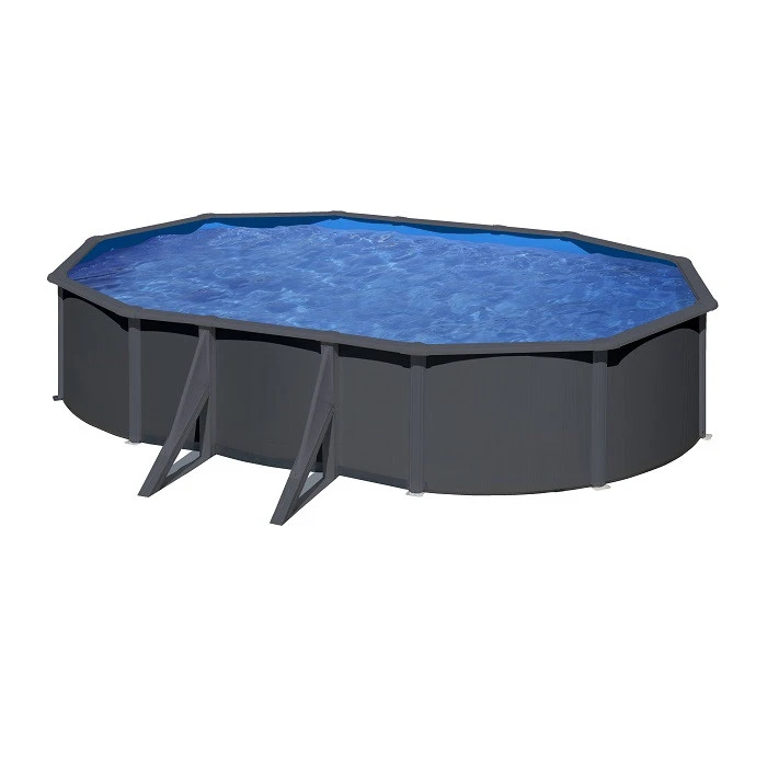 GRE Piscine Ovale Acier Gré Gris Anthracite - 5 X 3 X 1,20 M 1 GRE Piscine Ovale Acier Gré Gris Anthracite - 5 X 3 X 1,20 M