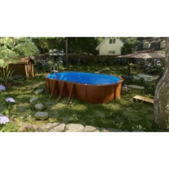 GRE Piscine Ovale Acier Gré Pacific Imitation Bois - 7,30 X 3,75 X 1,20 M 9 GRE Piscine Ovale Acier Gré Pacific Imitation Bois - 7,30 X 3,75 X 1,20 M -Eau Minerale Magasin kit730w piscine ovale acier gre pacific imitation bois 730 375 120 ambiance 2