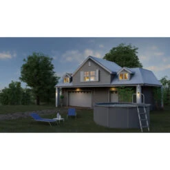 GRE Piscine Ronde Acier Gré Gris Anthracite - Ø 3,00 X 1,20 M -Eau Minerale Magasin kitpr458gy piscine ronde acier gre gris anthracit 132 460cm ambiance 1 2