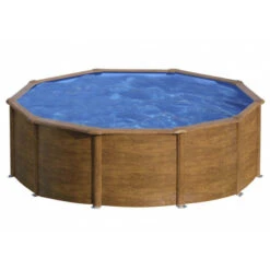 GRE Piscine Ronde Acier Gré Mauritius Imitation Bois - 4,60 X 1,30 M
