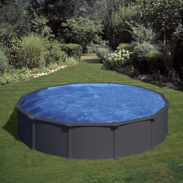 GRE Piscine Ronde Acier Gré Gris Anthracite 3,50 X 1,30 M 2 GRE Piscine Ronde Acier Gré Gris Anthracite 3,50 X 1,30 M – Image 2