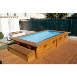 Piscine En Bois Rectangulaire Ubbink Sunwater 3,50 X 2,00 X 0,71 M - Liner Bleu 7 Piscine En Bois Rectangulaire Ubbink Sunwater 3,50 X 2,00 X 0,71 M - Liner Bleu -Eau Minerale Magasin piscine en bois ubbink sunwater 200x350 ambiance 2