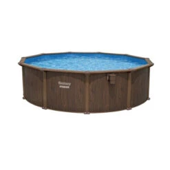 Piscine En Acier Bestway Hydrium Effet Bois Ø 4,90 X H 1,30 M