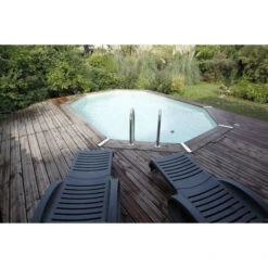 Piscine En Bois Octogonale Ubbink Azura 4,90 X 3,55 X 1,30 M - Liner Beige -Eau Minerale Magasin piscine ubbink azura 490 355 130 beige 2