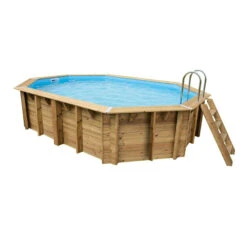 Piscine En Bois Octogonale Ubbink Azura 6,10 X 4 X 1,20 M - Liner Bleu